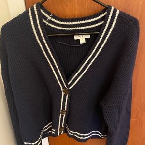 ONSPOT Navy Cardigan with White Stripes